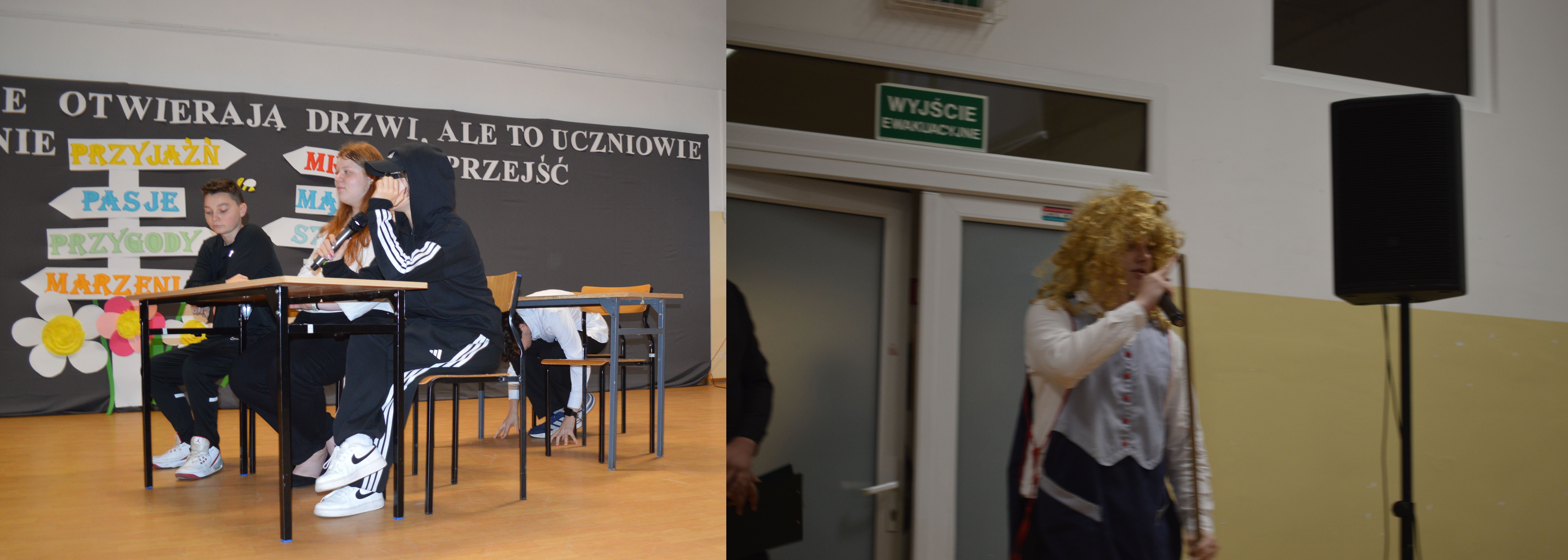 uczniowie występujący podczas apelu