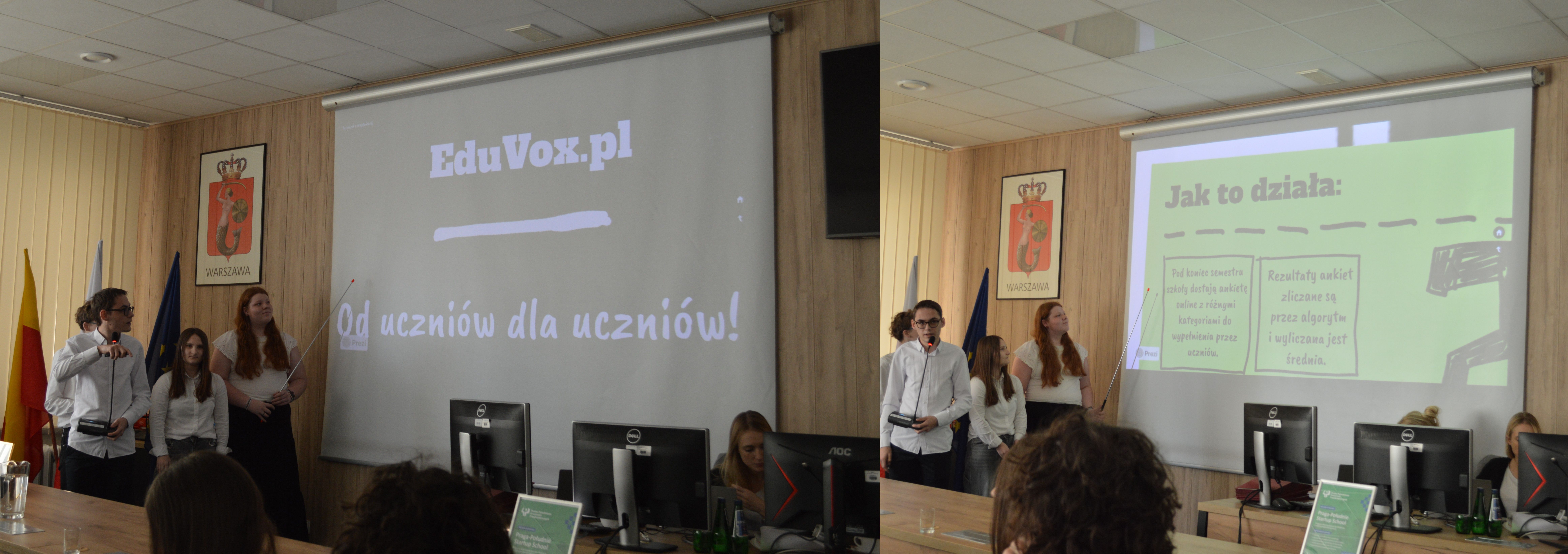 uczniowie podczas prezentacji projektu