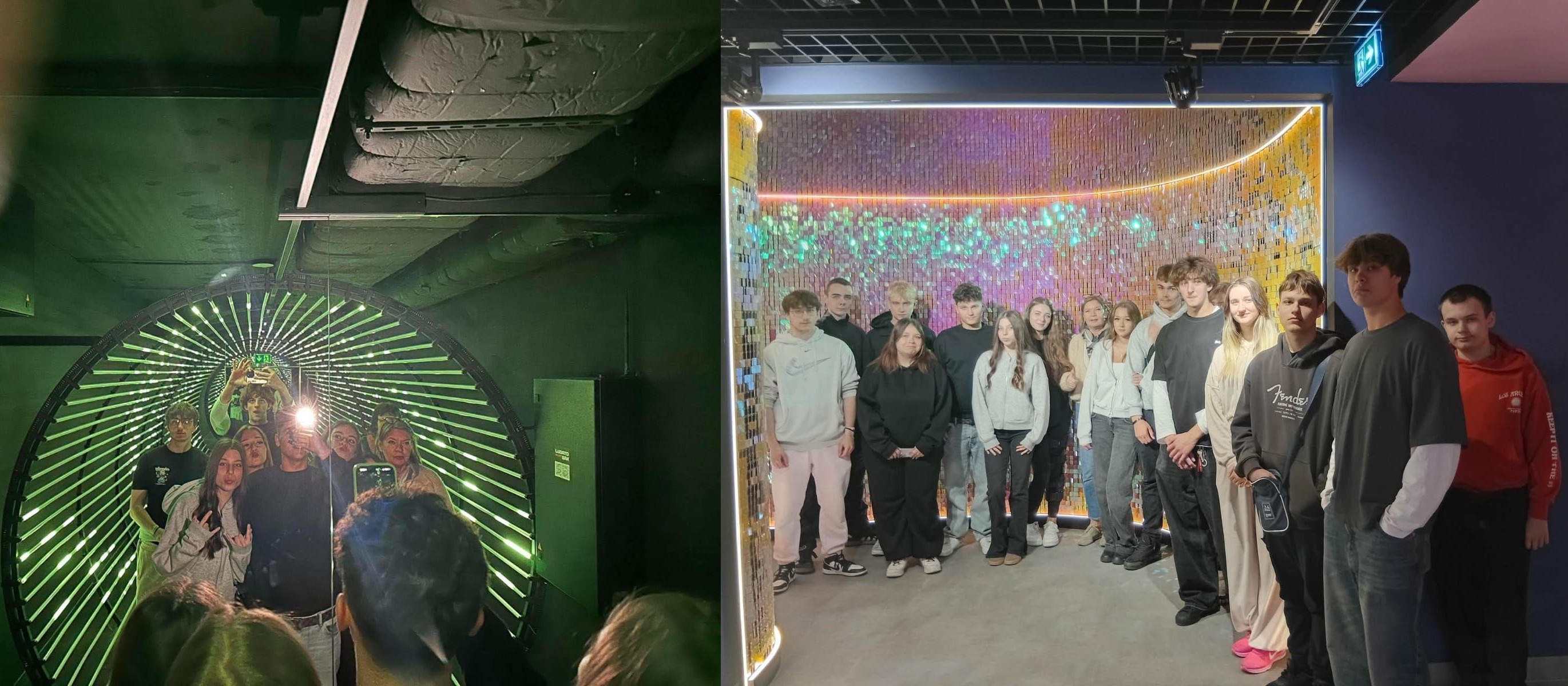 uczniowie podczas wizyty w muzeum grawitacji