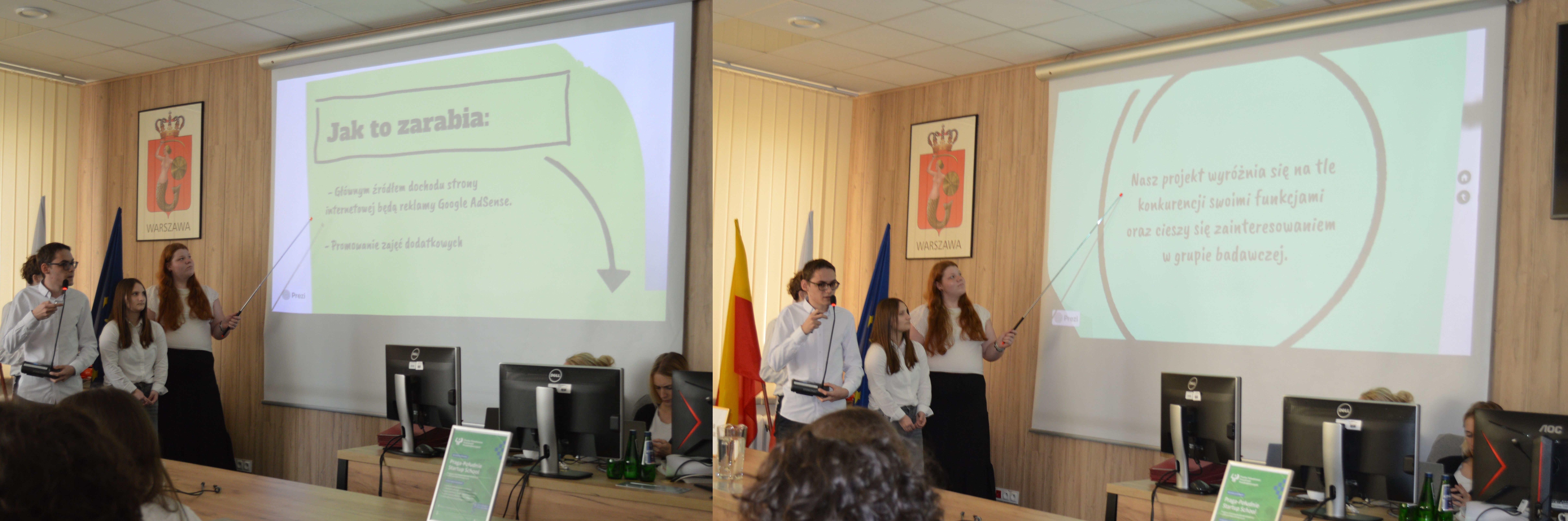 uczniowie podczas prezentacji projektu