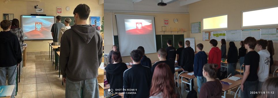 uczniowie podcza śpiewania hymnu