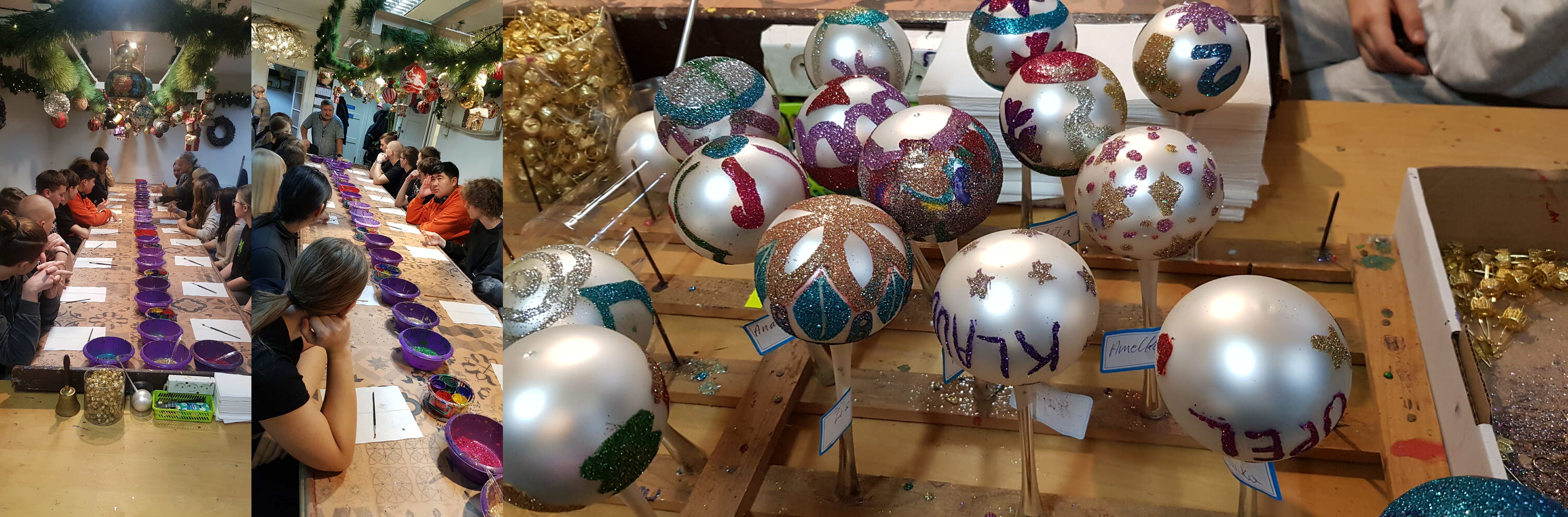 uczniowie podczas malowania bąbek