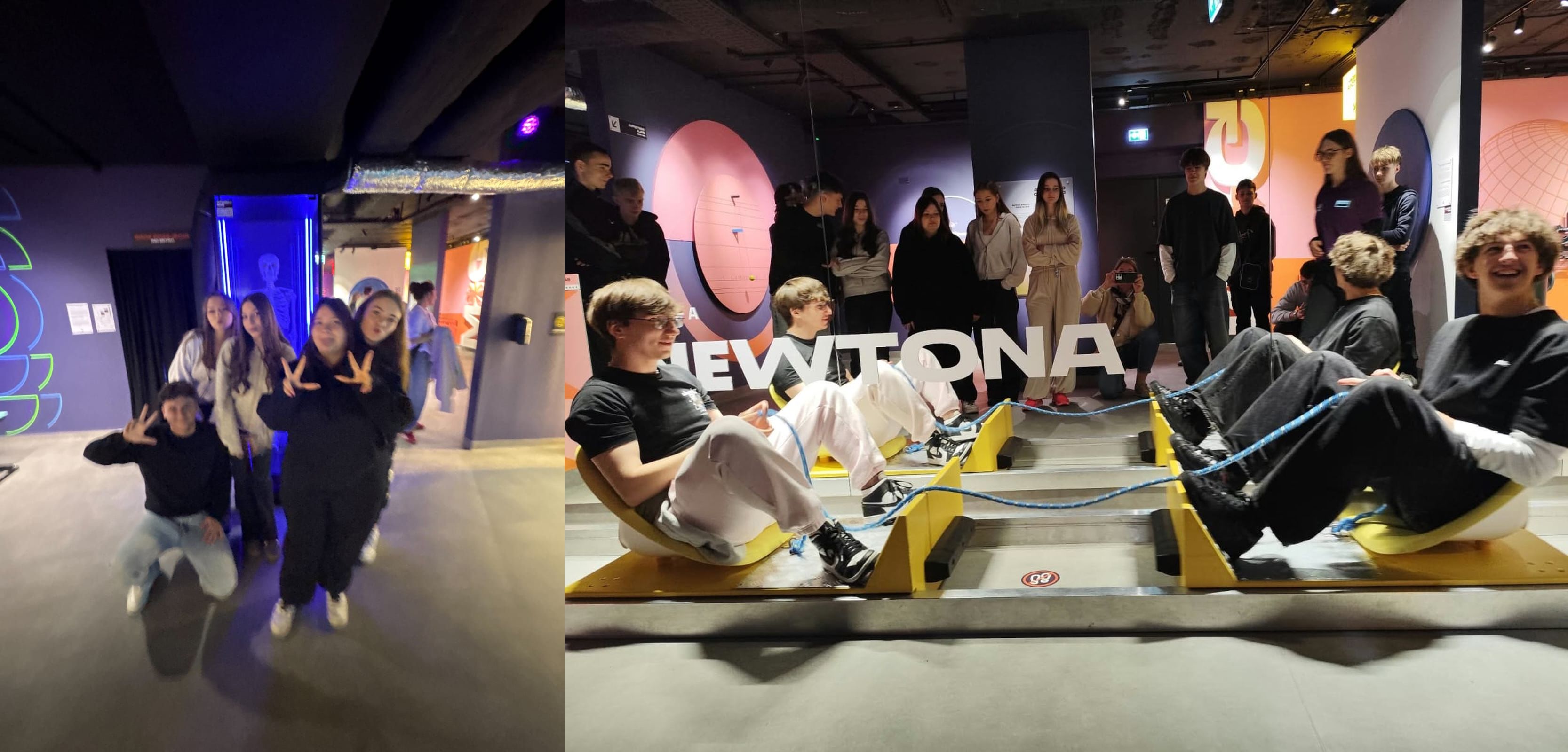 uczniowie podczas wizyty w muzeum grawitacji